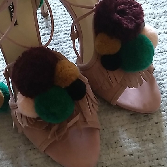 Zara Pink Suede lace up heels  * Damaged - Picture 3 of 7